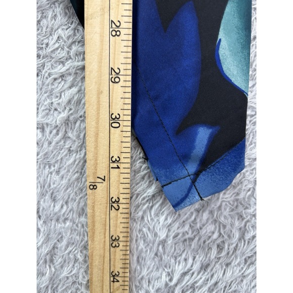 Chicos Scroll Print Woven Poncho Top Blue Green Black Boho Lightweight S/M - Picture 10 of 11